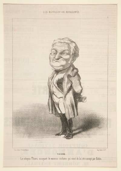 Thiers: Bavin から送られてきた新しいコスチュームを試着する市民 Thiers 作： Honoré Daumier
