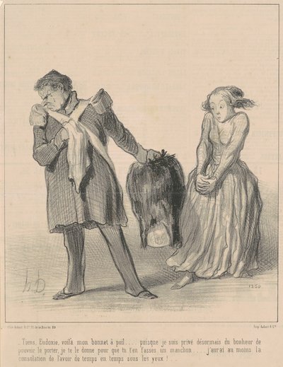 ほら、ユードクシー、これが私の毛むくじゃらの帽子だ... 作： Honoré Daumier