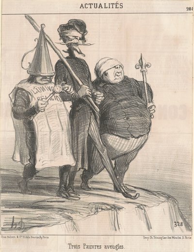 貧しい盲人 3 人 作： Honoré Daumier
