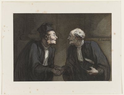 握手する2人の弁護士、1840年頃 作： Honoré Daumier