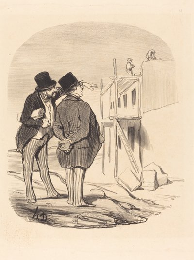 廃墟の中で二人の男 作： Honoré Daumier