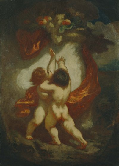 果物を求める2つのPutti 作： Honoré Daumier