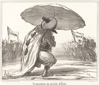 難しい位置の日傘 作： Honoré Daumier