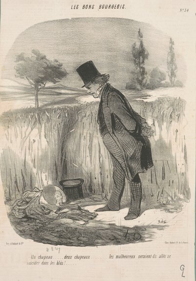 1 つの帽子...2 つの帽子...不幸な... 作： Honoré Daumier