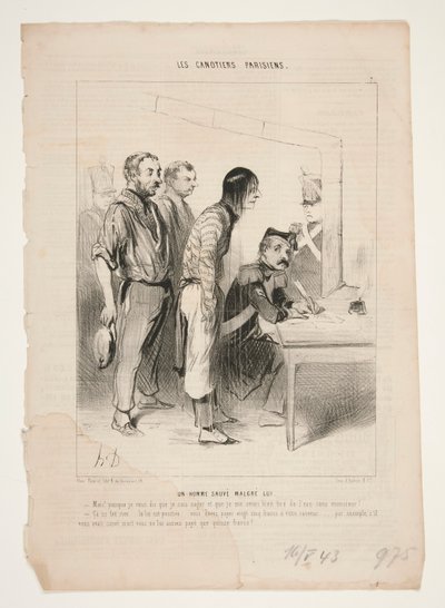 男は自分にも関わらず救う 作： Honoré Daumier