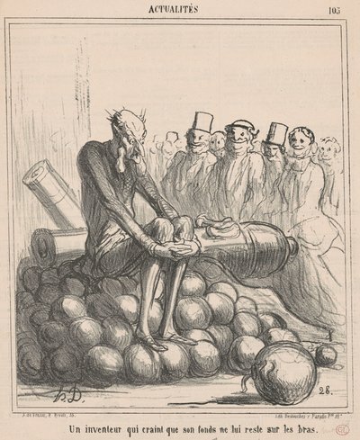 自分の資金が残ることを恐れる発明家... 作： Honoré Daumier