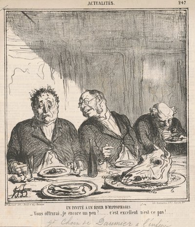 馬喰いの晩餐会の客：もう少し差し上げましょうか？ いいですね。 作： Honoré Daumier