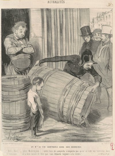 彼のビジネスに動揺したワイン商人 作： Honoré Daumier