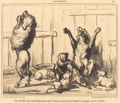 学んだばかりの家族...犬税 作： Honoré Daumier