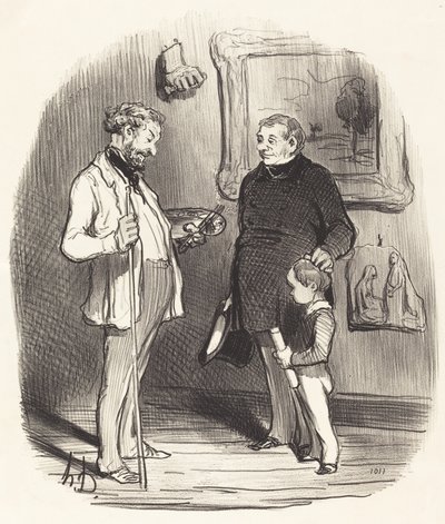 ほら、私の小さな子よ... もし彼が十分な手段を持っていないなら... 作： Honoré Daumier
