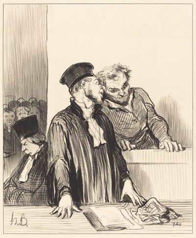ここにいるのは検察官です...不快なことをあなたに話します... 作： Honoré Daumier