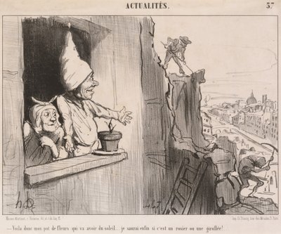 出来上がり...私の植木鉢...太陽が降ります... 作： Honoré Daumier