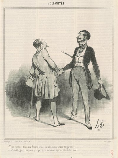 あなたは夕食に来るでしょう、私の妻は町で夕食をとっています... 作： Honoré Daumier