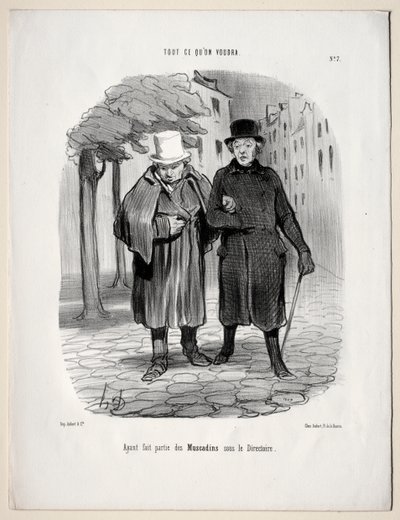 あなたがすること、プレート7：ディレクトリの下でダンディの役割を果たした 作： Honoré Daumier