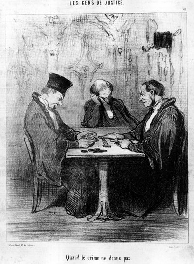 オノレ・ドーミエ（1808-1879）の正義をテーマにした漫画シリーズ「Gens de Justice」からの抜粋。"Charivari" 作： Honoré Daumier