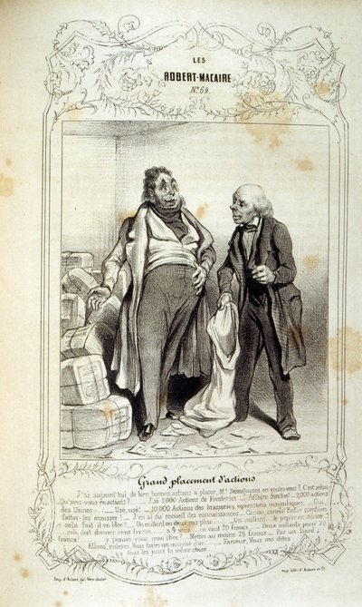 フィリッポンのアイデアや伝説を描いたイラストを「Les Cent and Robert Macaire」と題して紹介しています。 作： Honoré Daumier