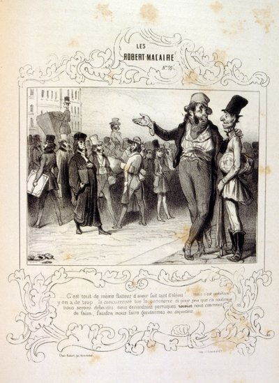 フィリッポンのアイデアや伝説を描いたイラストを「Les Cent and Robert Macaire」と題して紹介しています。 作： Honoré Daumier