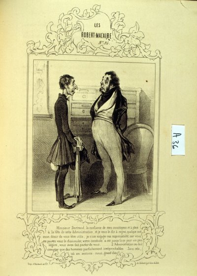 フィリッポンのアイデアや伝説を描いたイラストを「Les Cent and Robert Macaire」と題して紹介しています。 作： Honoré Daumier