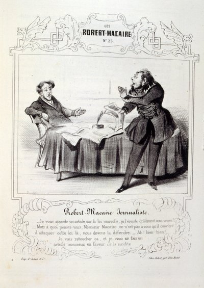 フィリッポンのアイデアや伝説を描いたイラストを「Les Cent and Robert Macaire」と題して紹介しています。 作： Honoré Daumier