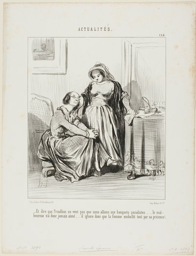 「プリュドンは私たちを社会主義者の宴会に出席させようとしなかった。 作： Honoré Victorin Daumier