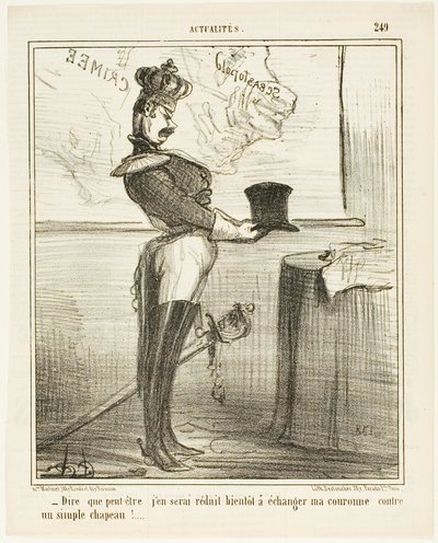 「王冠とシンプルな帽子を交換しなければならない日が来るとは想像しがたい。 作： Honoré Victorin Daumier