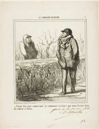 「こんにちは、ご近所さん。パリに帰るのがいいと思うようになりました」『La Campagne En Hiver』より第1曲 作： Honoré Victorin Daumier