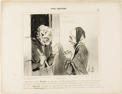 「ボンベック夫人ボンベック夫人、何があったのですか？- そのことは言わないで。私は植物園の用務員になった方がましよ！5階のベズシェをご存知ですか？ 作： Honoré Victorin Daumier