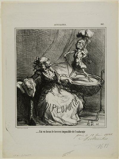 「どんなに揺すっても、寝かしつけることはできない。 作： Honoré Victorin Daumier