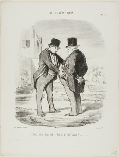 「ミスター・グリーンの気球を盗んだのか？ 作： Honoré Victorin Daumier