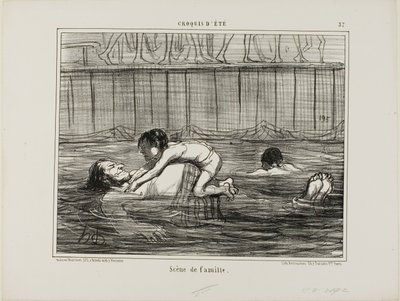 家族の情景、『クロッキー・デテ』より37枚目 作： Honoré Victorin Daumier
