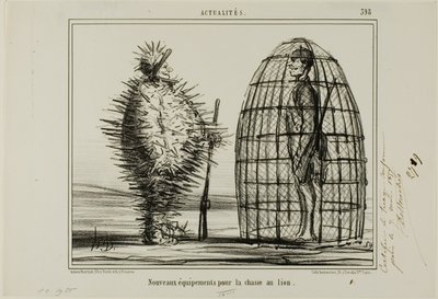 ライオンを狩るための新しい衣装、プレート395（Actualitésより 作： Honoré Victorin Daumier
