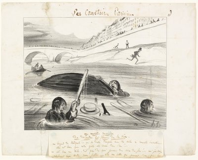 人生の川を下る新しい方法、レ・カノティエ・パリジャンより3枚目 作： Honoré Victorin Daumier