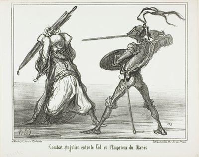 エル・シドとモロッコ皇帝の珍しい戦い、プレート117、『Actualités』より 作： Honoré Victorin Daumier