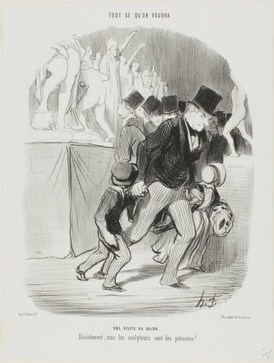 サロンを訪ねて明らかに彫刻家たちは皆エッチな集団である。 作： Honoré Victorin Daumier
