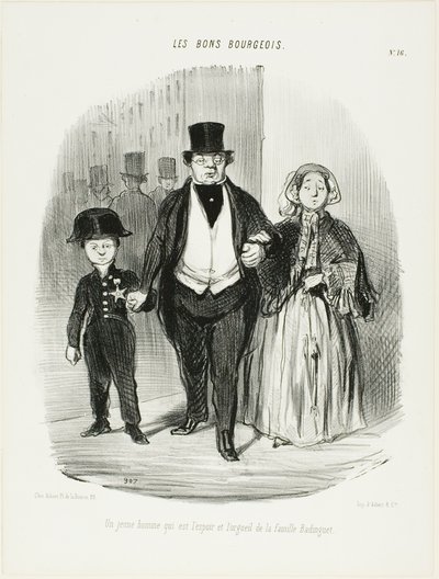 バディンゲ家の誇りであり希望である青年、『レ・ボン・ブルジョワ』より第16皿 作： Honoré Victorin Daumier
