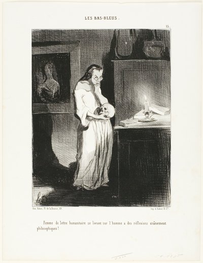 人間というテーマについて、頭脳的な哲学的考察に没頭する人文主義者の女性。 作： Honoré Victorin Daumier