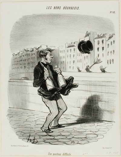 レ・ボン・ブルジョワ』より「不器用な状況」、プレート52 作： Honoré Victorin Daumier