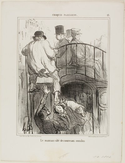 新型オムニバスの不愉快な一面（『Croquis Parisiens』より第13版 作： Honoré Victorin Daumier