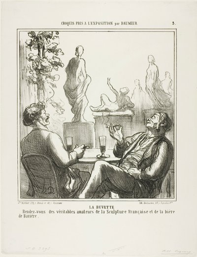 バーにてフランス彫刻とバイエルンビールの真の愛好家のための出会いの場。 作： Honoré Victorin Daumier