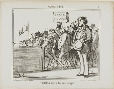 デリニーの公衆浴場への入り口、『クロッキー・デテ』より3枚目 作： Honoré Victorin Daumier