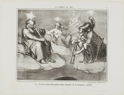 惑星でさえ、有名な彗星の到着を興味深く見守っている。 作： Honoré Victorin Daumier