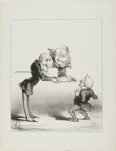 小さなティエールにお年玉を持参するモレ神父（「Actualités」より62枚目 作： Honoré Victorin Daumier