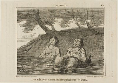 1857年の夏を楽しく過ごすための解決策をようやく見つけた。 作： Honoré Victorin Daumier