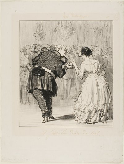 彼は舞踏会を楽しむ（『レ・バンケットゥール』より第10皿 作： Honoré Victorin Daumier