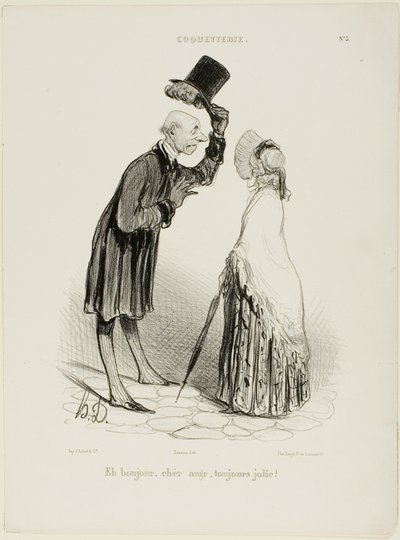 「ハロー、エンジェル、いつも可愛い...」コケットリーより3枚目 作： Honoré Victorin Daumier
