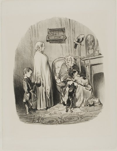 子供連れの人には貸さない」（『Locataires Et Propriétaires』14ページより 作： Honoré Victorin Daumier