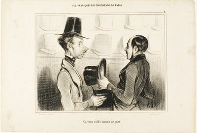 「手袋のように体にフィットする！」タイプ・パリジャンの34番プレート 作： Honoré Victorin Daumier