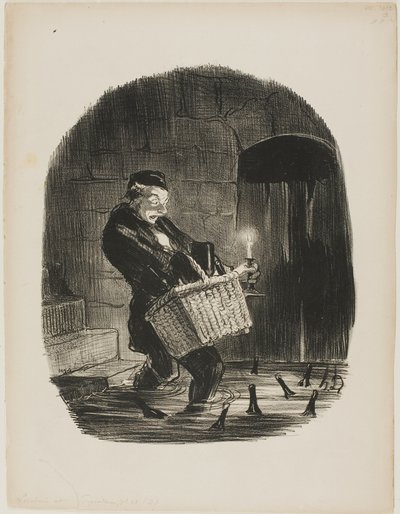 川に近いアパートを借りるのは不便、Locataires et Propriétairesより第13版 作： Honoré Victorin Daumier
