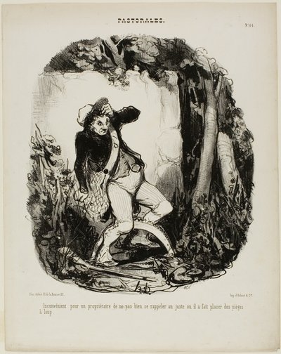 狼の罠をどこに隠したか覚えていないのはかなり恥ずかしいことだ。 作： Honoré Victorin Daumier