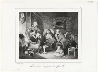 家族の輪の中で新聞を読む 作： Honoré Victorin Daumier